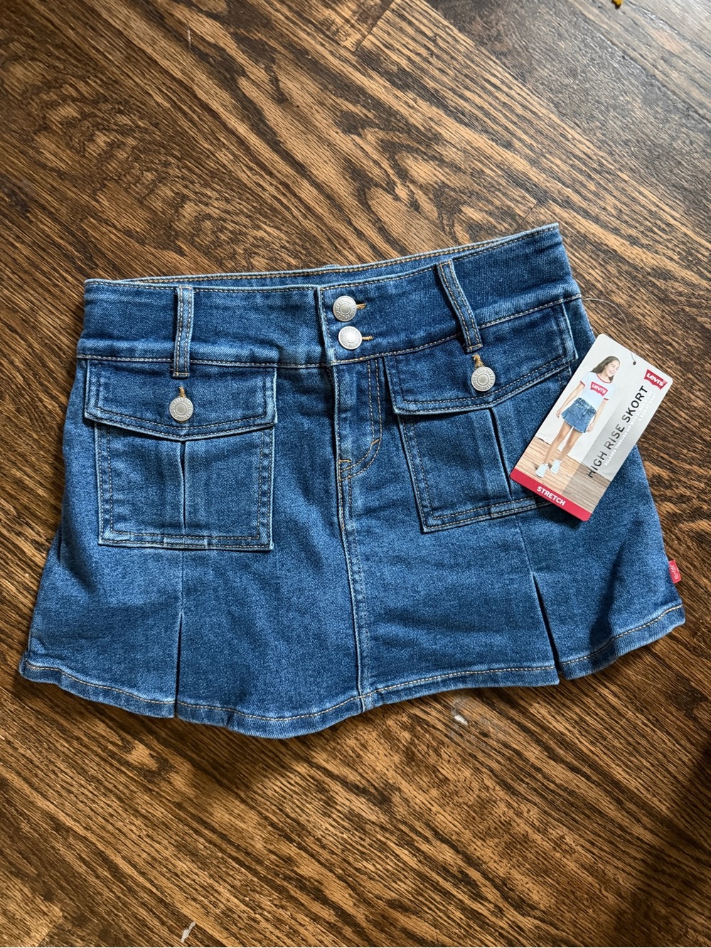 Levi's High-Rise Denim Skort in Deep Blue